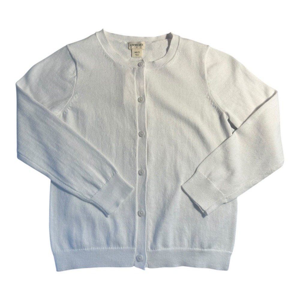 Crewcuts‎ by J.Crew White Cotton Button Front Cardigan Sweater Kids Size Small